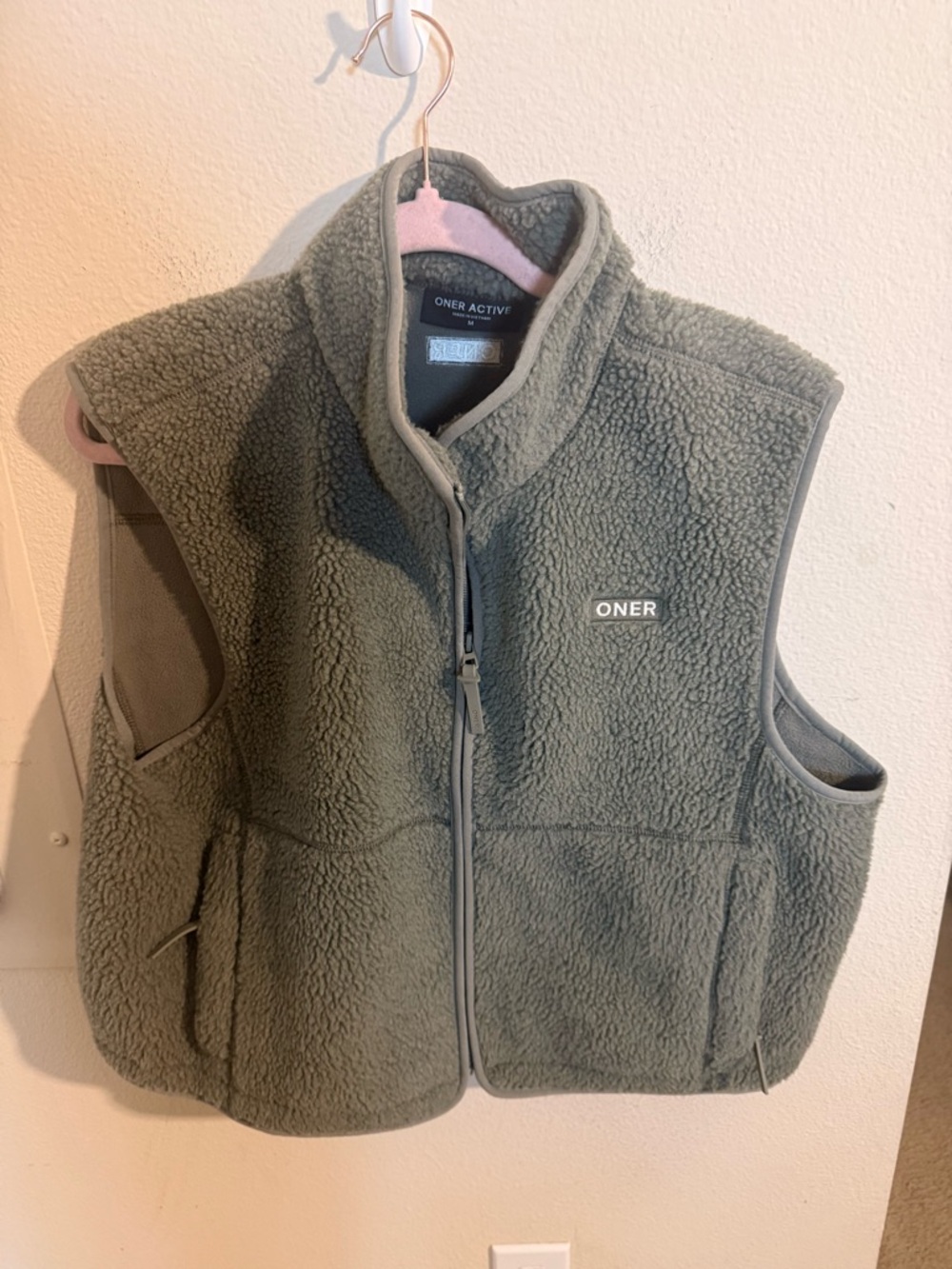 Oner Active Olive Green Sherpa Fleece Vest